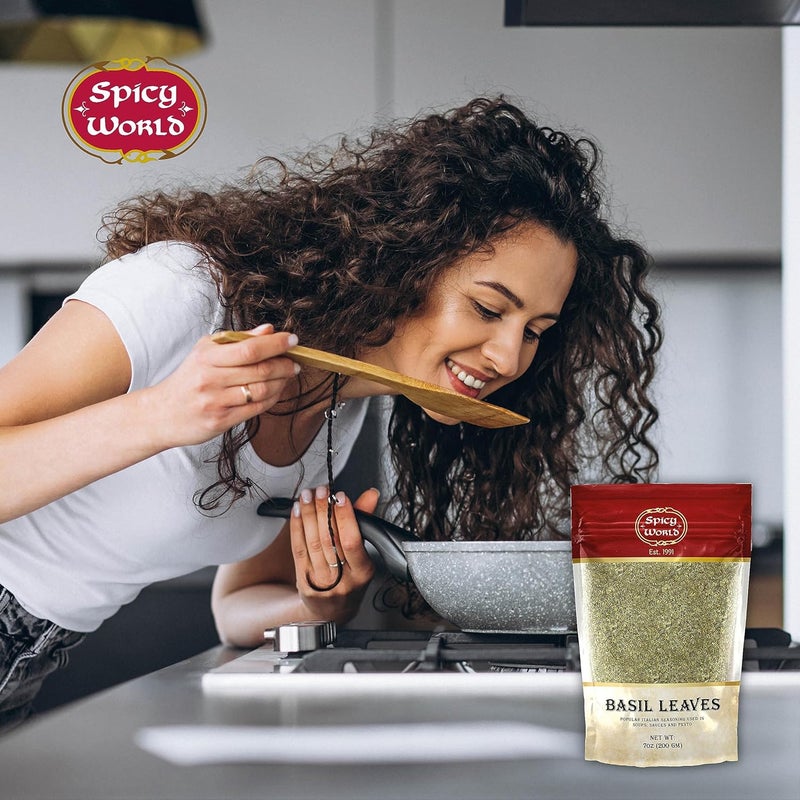 Spicy World Dried Basil Leaves 7oz - Image 5